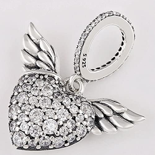 Charm Corazón y Alas de Ángel en Pavé Transparente