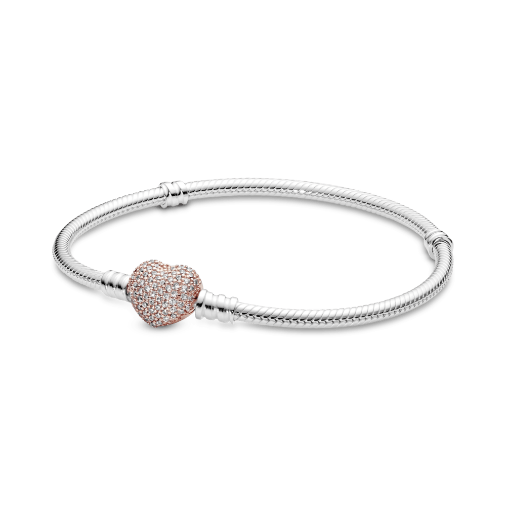 Pulsera con Cierre de Corazón Rose Gold Pavé