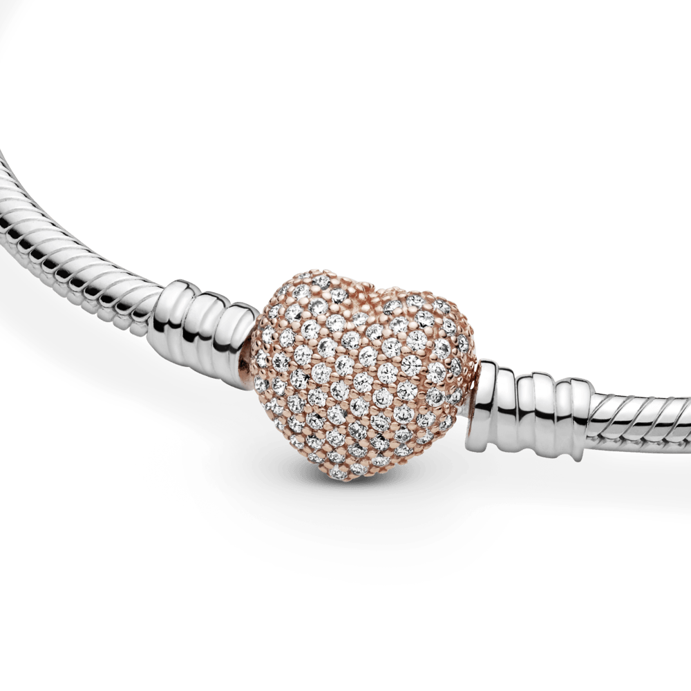 Pulsera con Cierre de Corazón Rose Gold Pavé