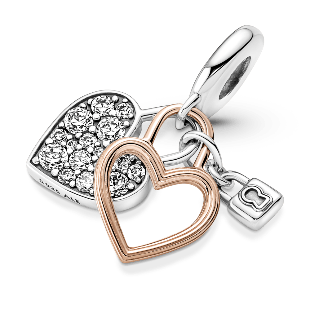 Charm Colgante Doble Candado Corazón