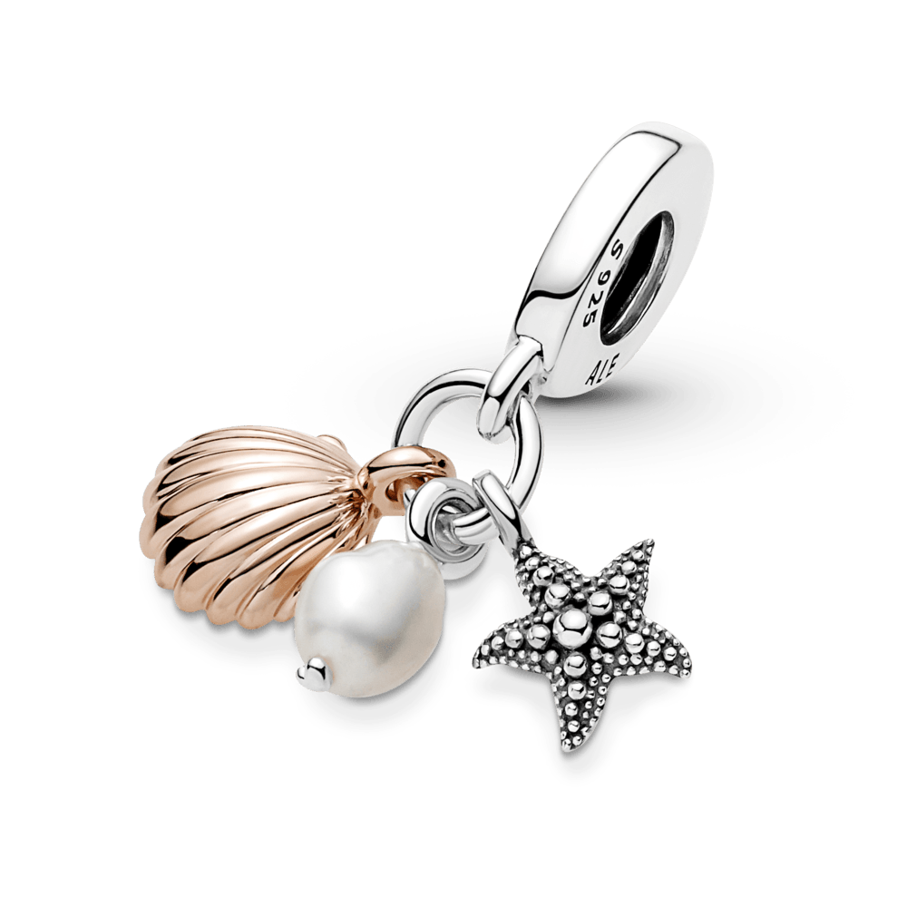 Charm estrella de mar, concha y perla