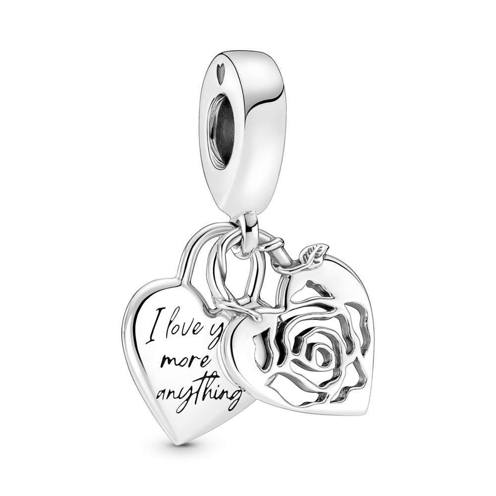 Charm Candado Del Corazón y Rosa