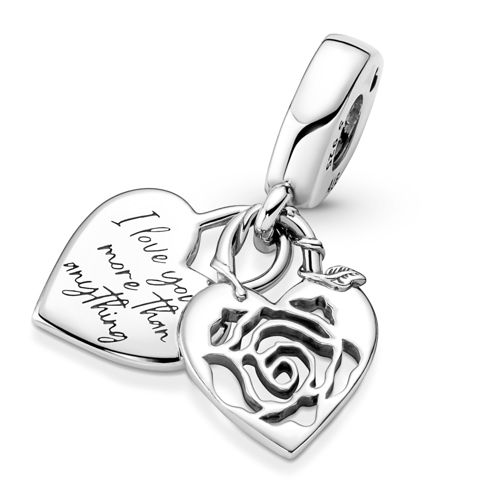 Charm Candado Del Corazón y Rosa