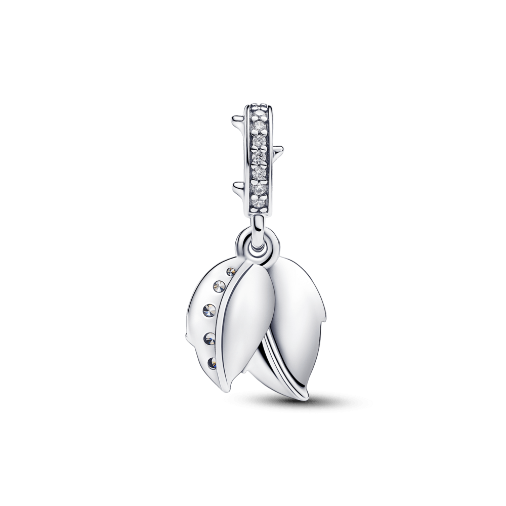 Charm Colgante Doble Rosa Blanca Floreciendo