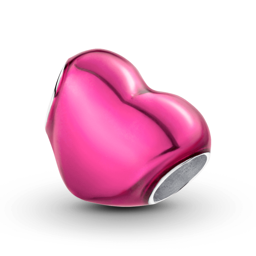 Charm Corazón Rosa Metálico