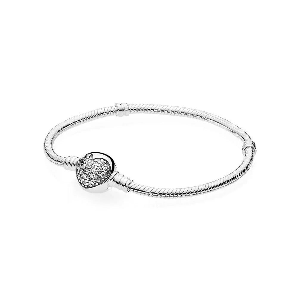 Pulsera con Cierre Redondo y Corazón en Pavé