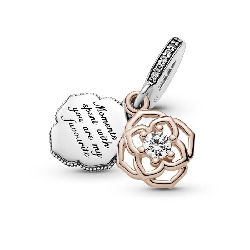 Charm Colgante Rosa en Dos Tonos