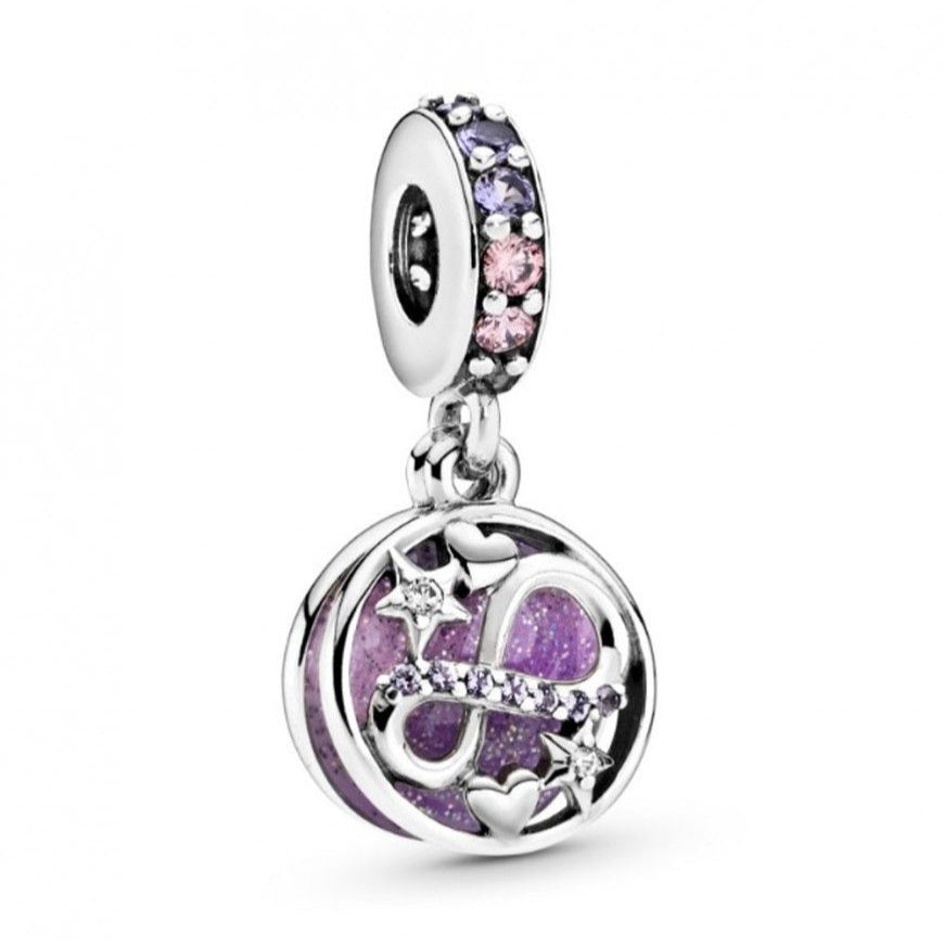 Charm Colgante Corazón Infinito y Estrellas Brillantes