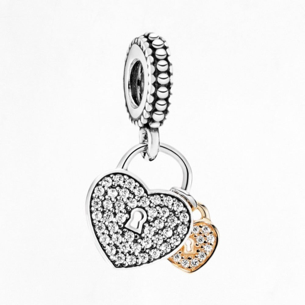 Charm Doble Candado de Corazón