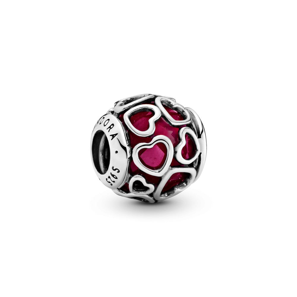 Charm Corazones Cristal Rojo
