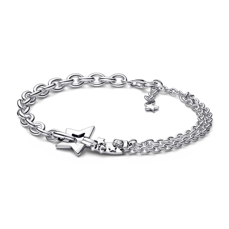 Pulsera de Eslabones Dobles y Estrella Fugaz