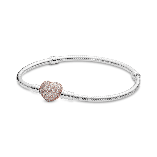Pulsera con Cierre de Corazón Rose Gold Pavé