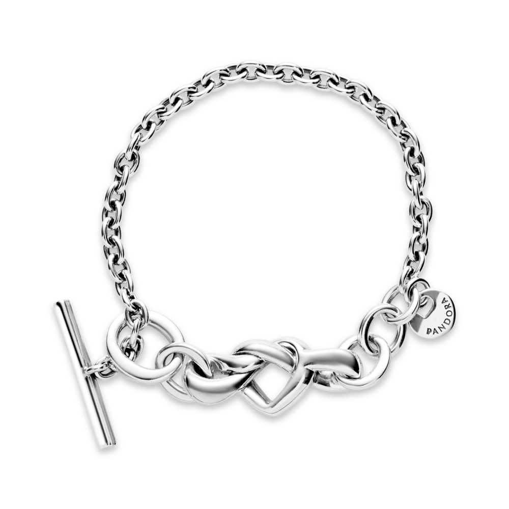 Pulsera Barra en T Corazón Anudado
