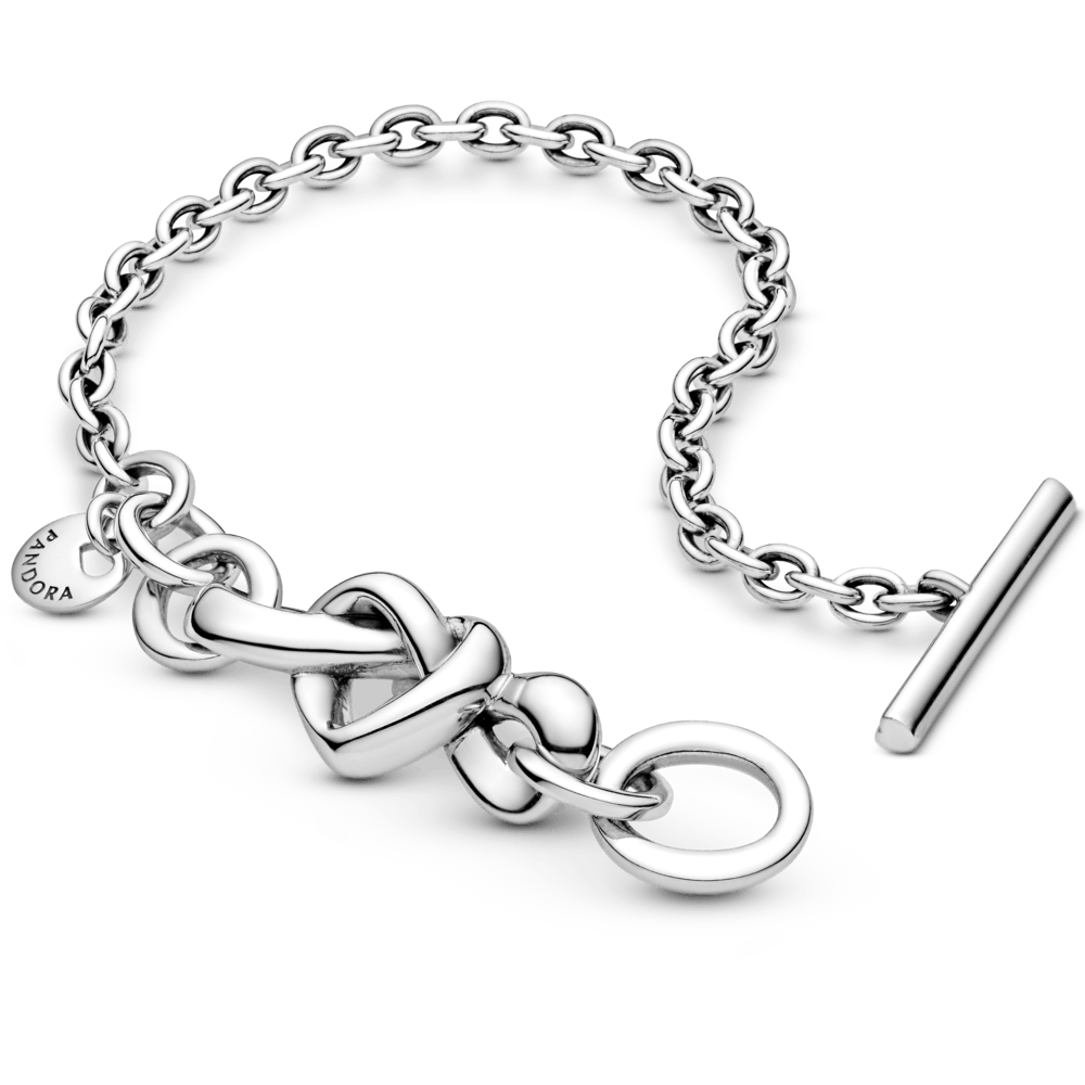Pulsera Barra en T Corazón Anudado