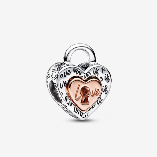 Charm Candado Corazón Divisible en Dos Tonos