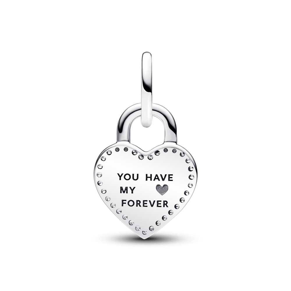 Charm Colgante Doble Corazón Candado Giratorio en Dos Tonos