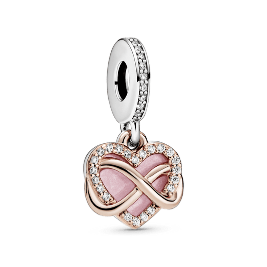 Charm Corazón con Infinito resplandeciente “Family Forever and Always”