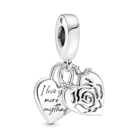 Charm Candado Del Corazón y Rosa
