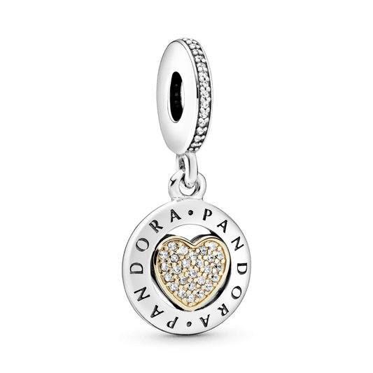 Charm Colgante Corazón De Pavé Con Logotipo