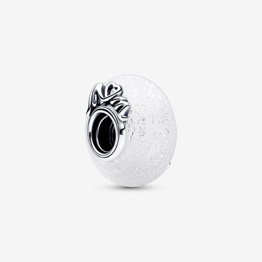 Charm mamá con cristal de Murano dicroico blanco