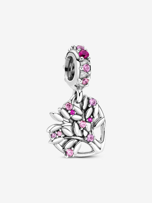 Charm Árbol Genealógico de Corazón Rosa