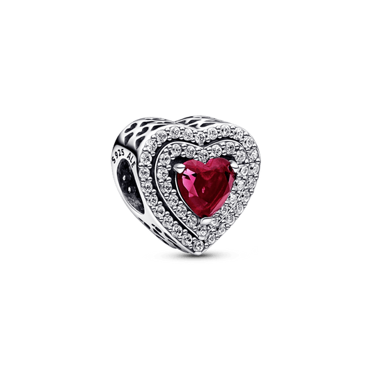 Charm Corazón Brillante Elevado Rojo