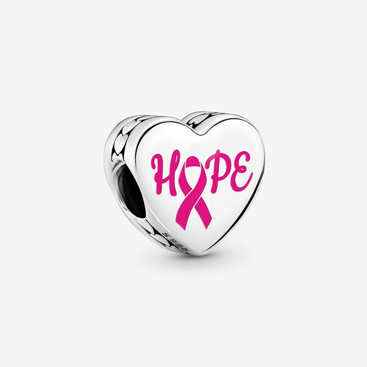 Charm de lazo rosa de esperanza