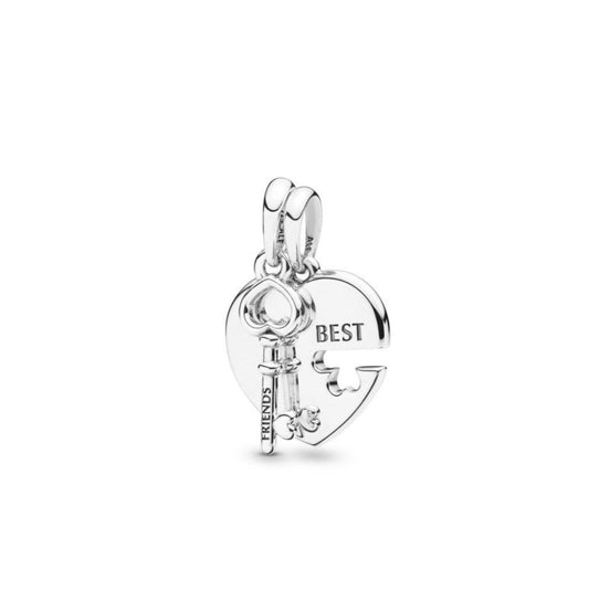 Charm Colgante Corazón y Llave de Mejores Amigos