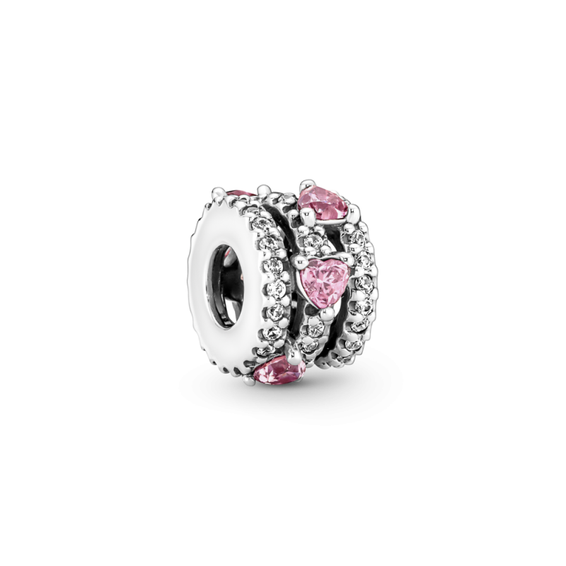 Charm Corazones Triple Halo Brillante