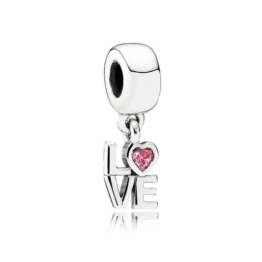 Charm Colgante LOVE con Corazón Rosa